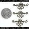 Antiqued Silver Plated Brass Art Deco Scrolled Lotus Three Way Connectors - Set of Three - S-3C06